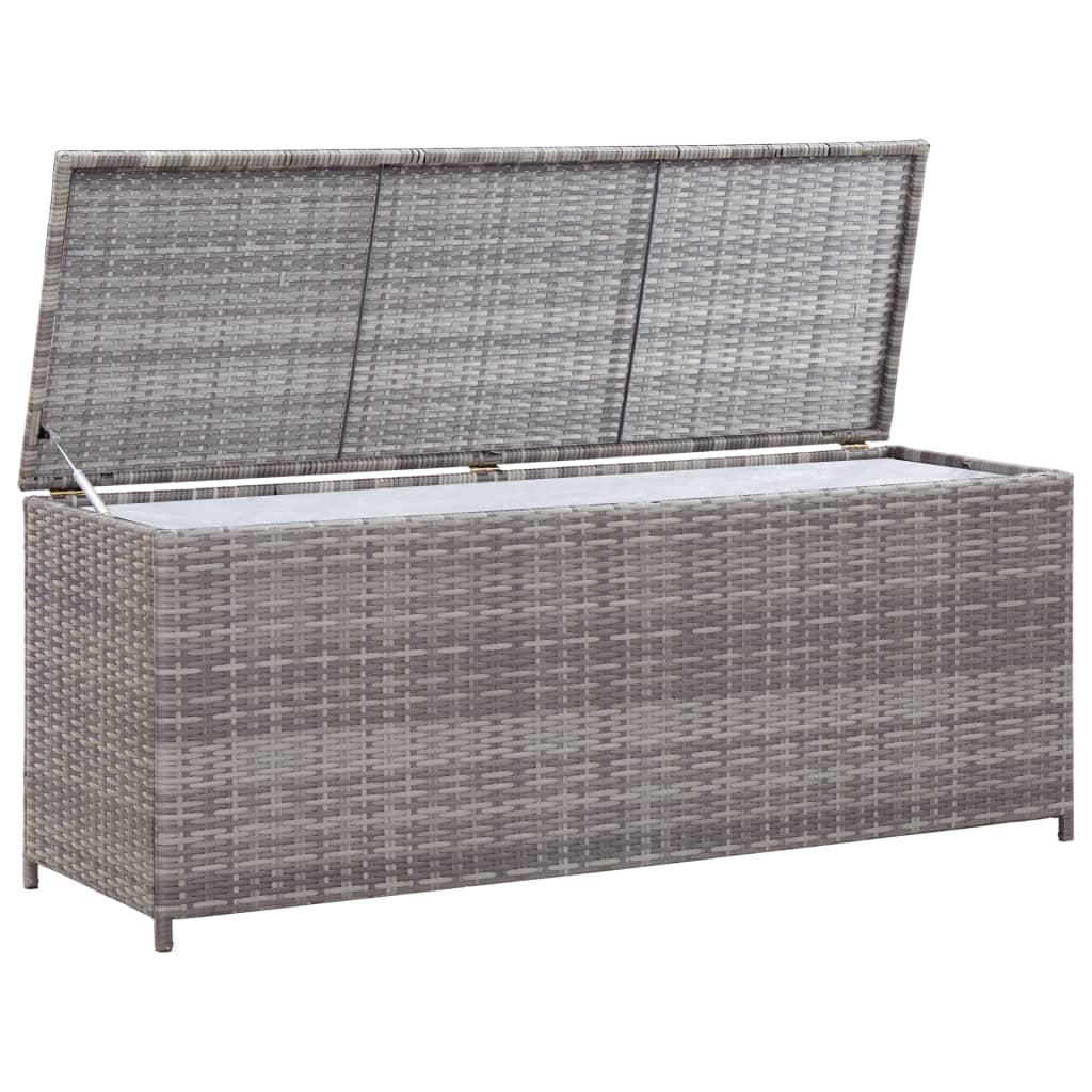 Szürke polyrattan kerti tárolóláda 120 x 50 x 60 cm Szürke polyrattan kerti tárolóláda 120 x 50 x 60 cm