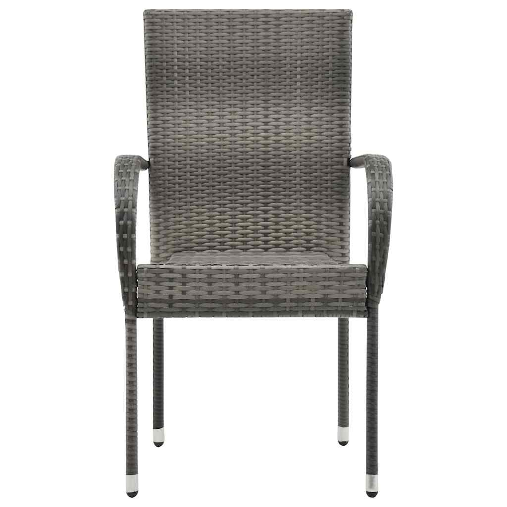 2 db szürke rakásolható polyrattan kültéri szék