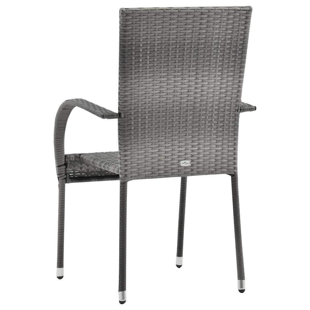2 db szürke rakásolható polyrattan kültéri szék
