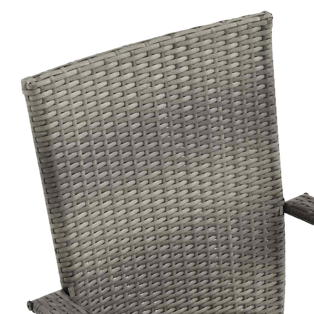 2 db szürke rakásolható polyrattan kültéri szék
