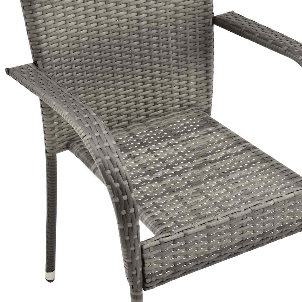 2 db szürke rakásolható polyrattan kültéri szék