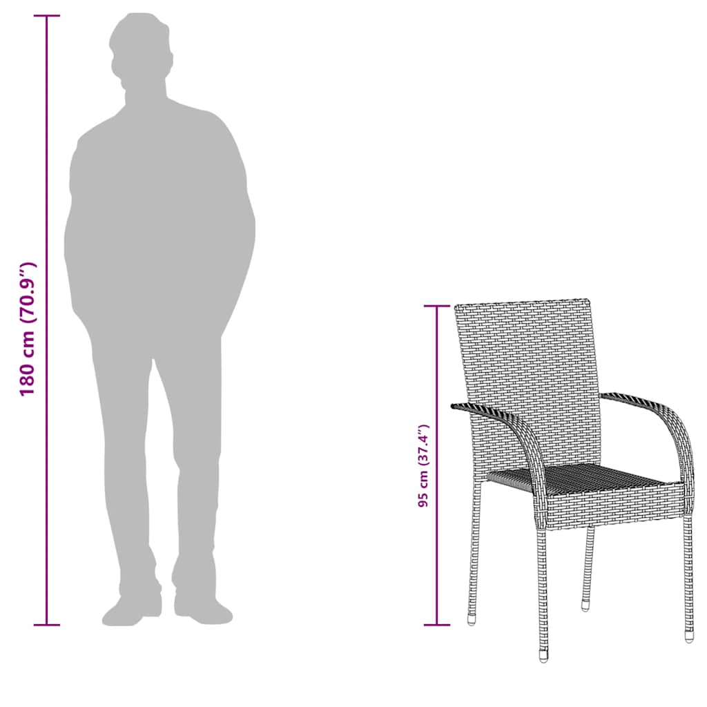 2 db szürke rakásolható polyrattan kültéri szék