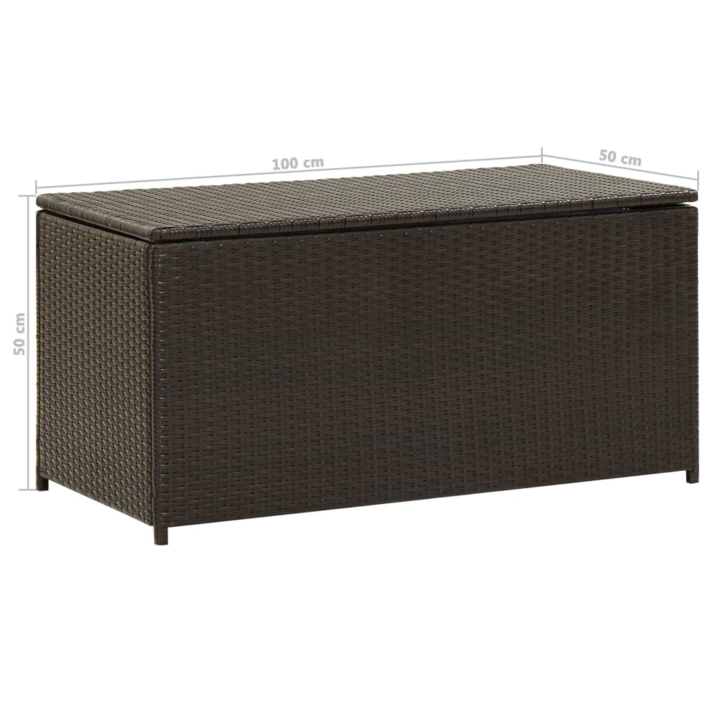 Barna kerti polyrattan tárolóláda 100 x 50 x 50 cm Barna kerti polyrattan tárolóláda 100 x 50 x 50 cm