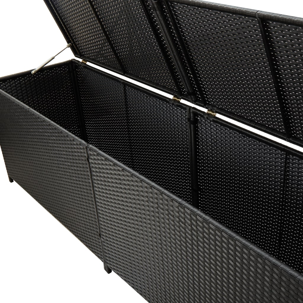 Fekete kerti polyrattan tárolóláda 200 x 50 x 60 cm Fekete kerti polyrattan tárolóláda 200 x 50 x 60 cm