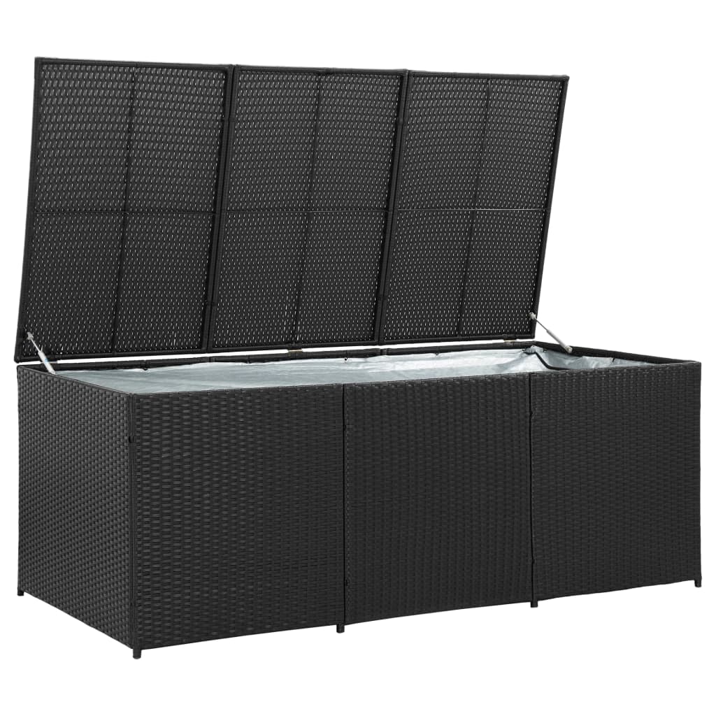Fekete polyrattan kerti tárolóláda 180 x 90 x 75 cm Fekete polyrattan kerti tárolóláda 180 x 90 x 75 cm