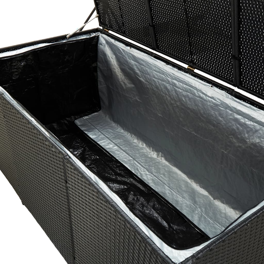 Fekete polyrattan kerti tárolóláda 180 x 90 x 75 cm Fekete polyrattan kerti tárolóláda 180 x 90 x 75 cm