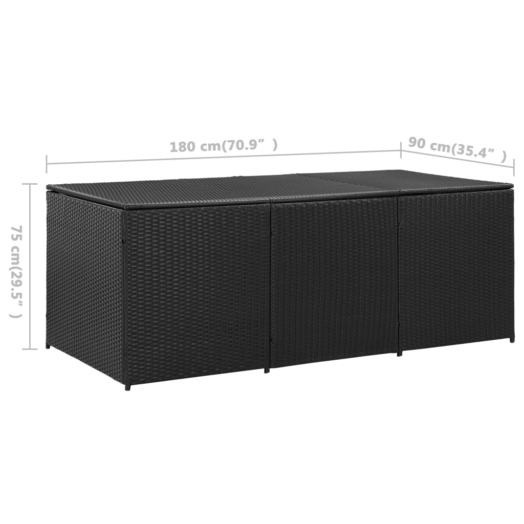 Fekete polyrattan kerti tárolóláda 180 x 90 x 75 cm Fekete polyrattan kerti tárolóláda 180 x 90 x 75 cm