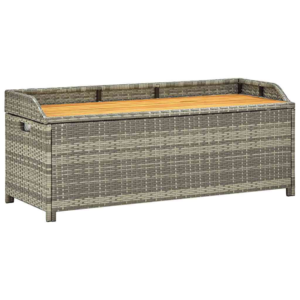 Szürke polyrattan kerti tárolópad 120 cm