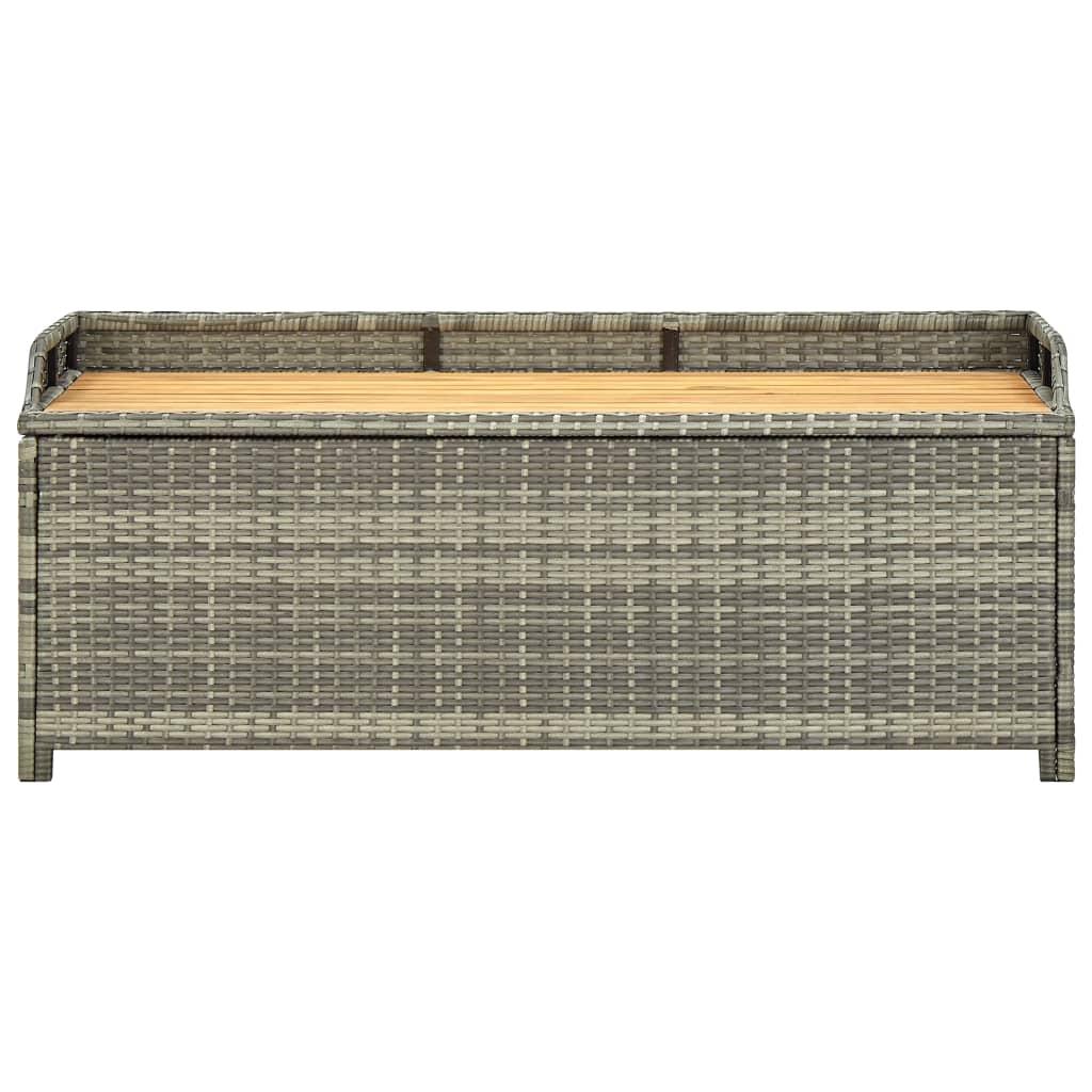 Szürke polyrattan kerti tárolópad 120 cm