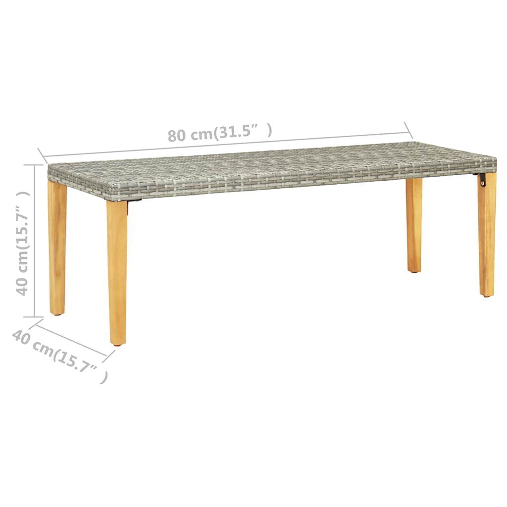 Szürke polyrattan kerti pad 80 cm