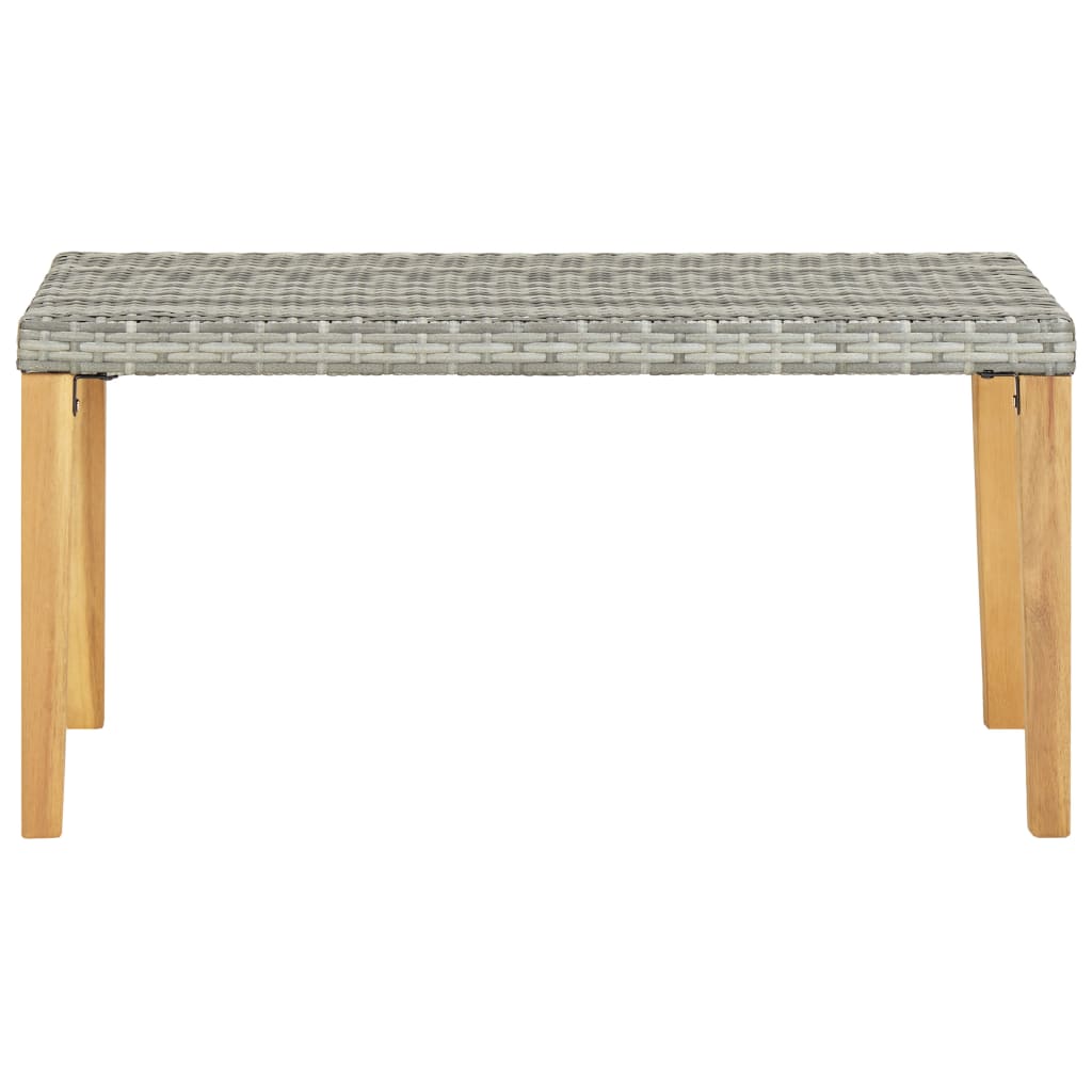 Szürke polyrattan és tömör akácfa kerti pad 120 cm