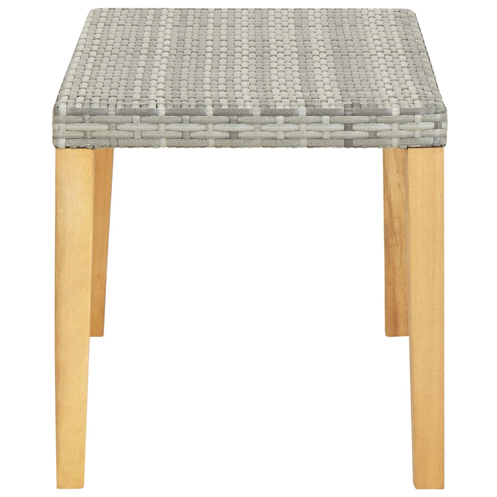 Szürke polyrattan és tömör akácfa kerti pad 120 cm