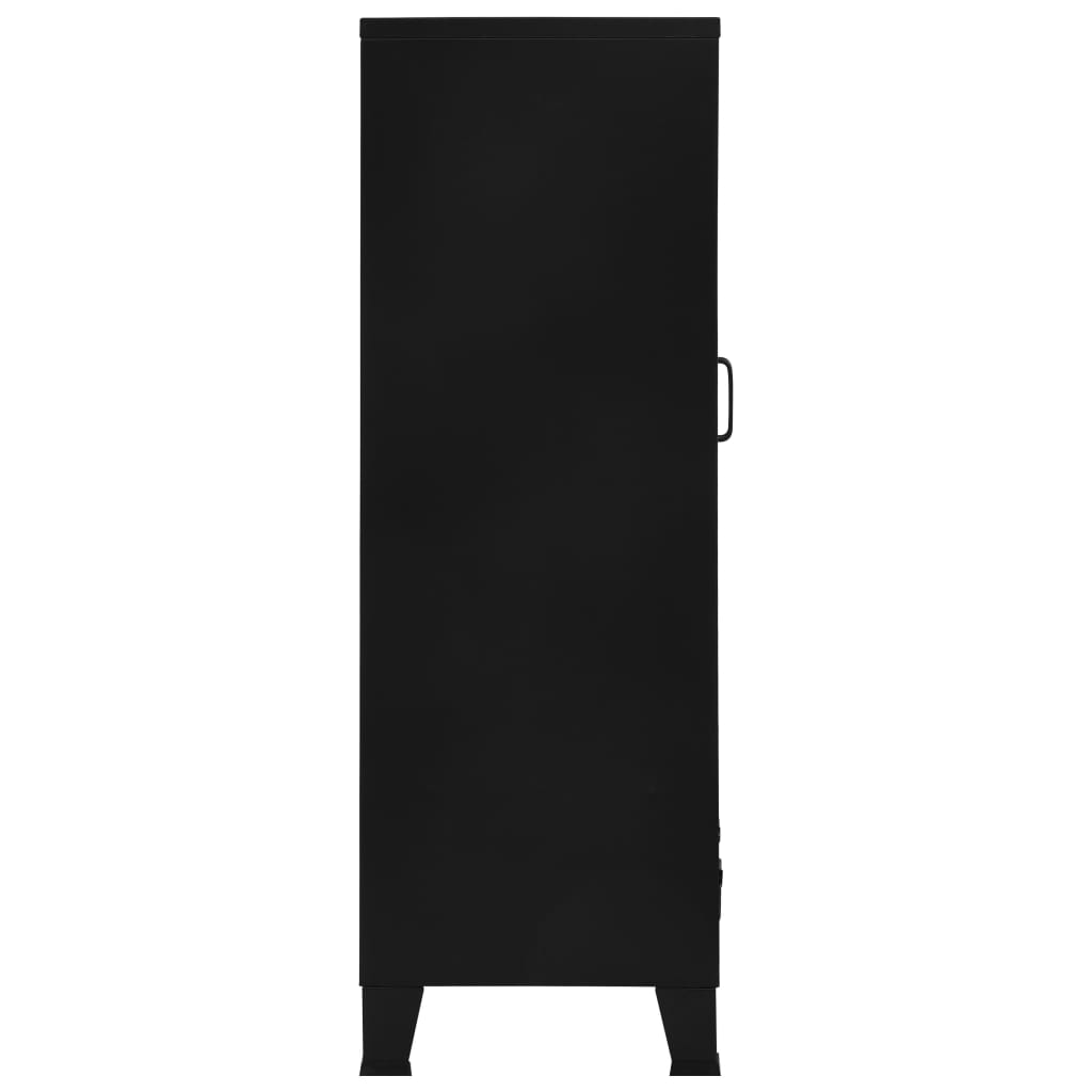 Ipari fekete irodai szekrény hálós ajtókkal 75 x 40 x 120 cm