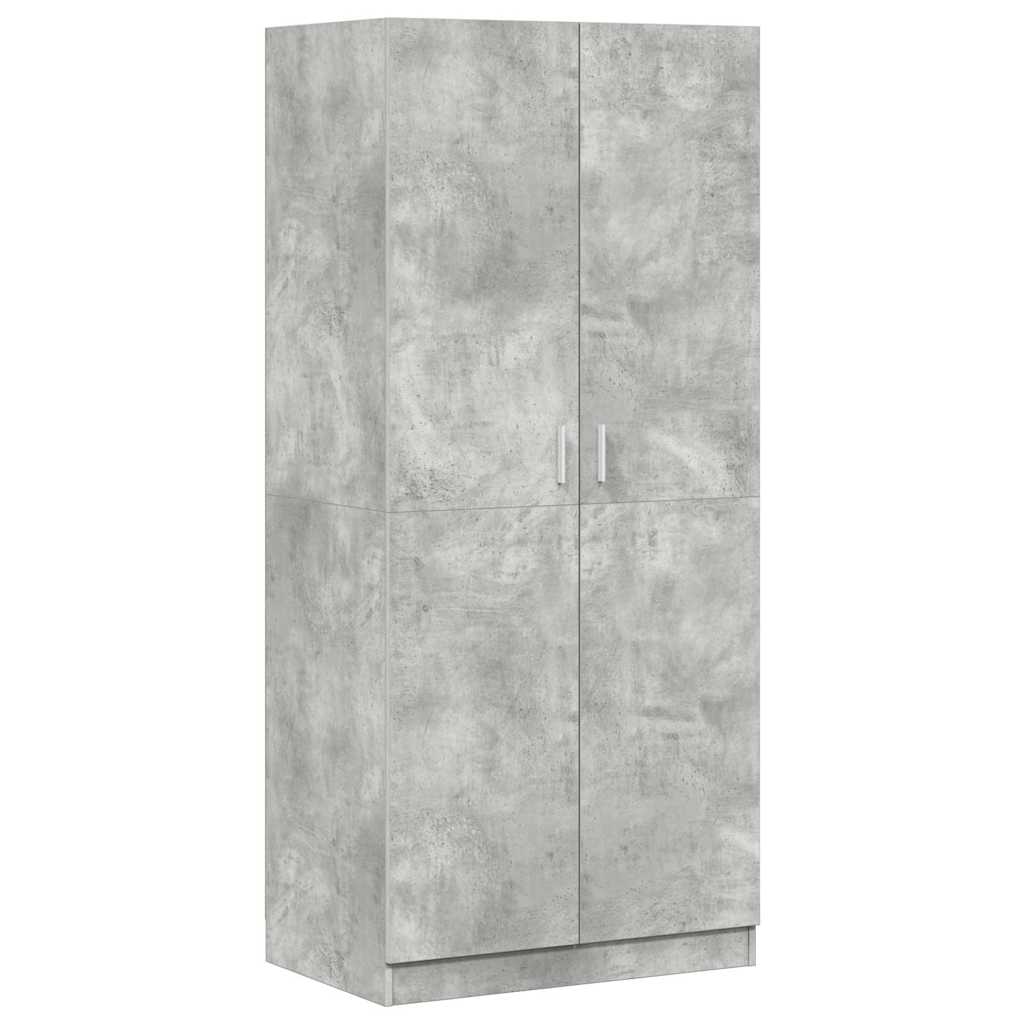 Betonszürke szerelt fa ruhásszekrény 80 x 52 x 180 cm