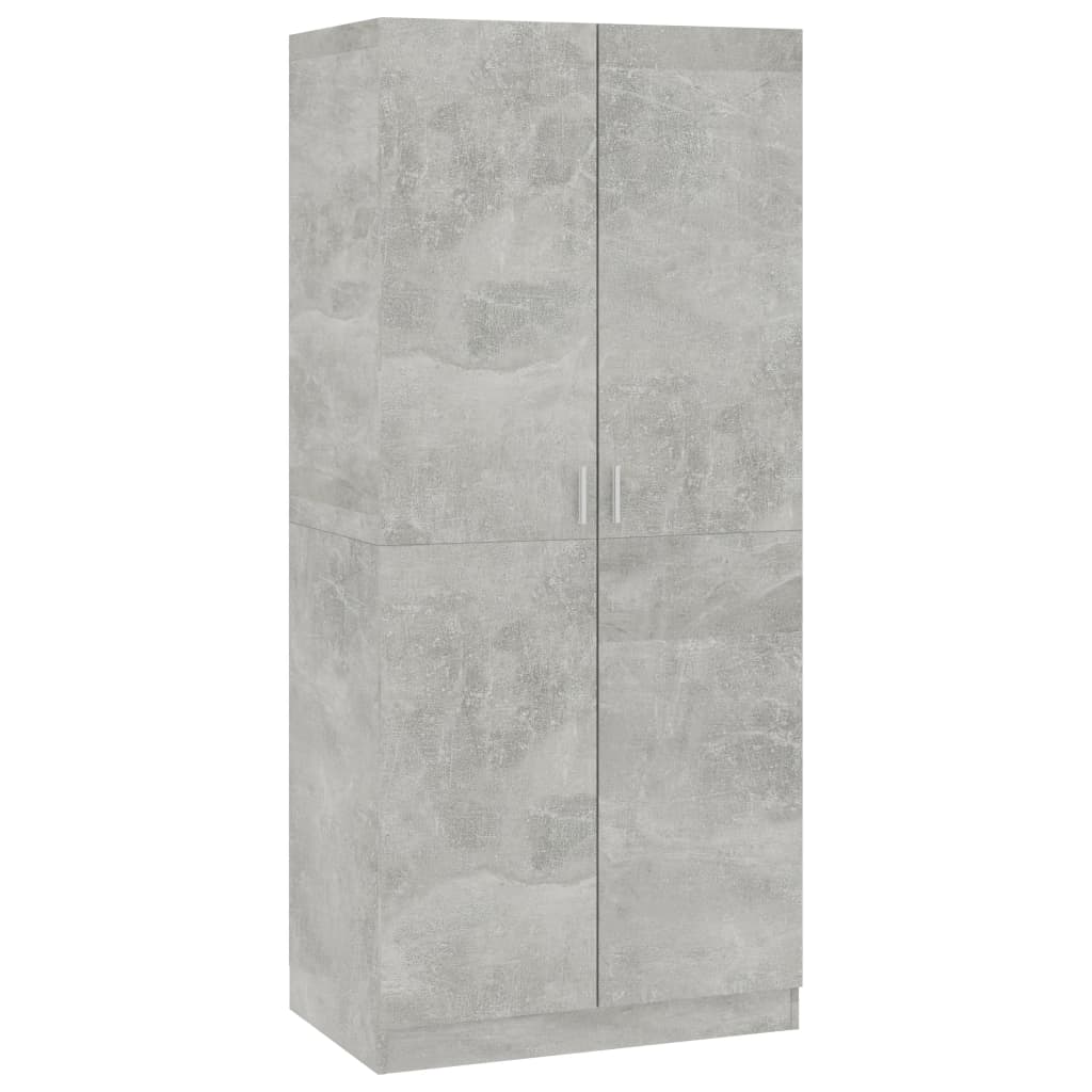 Betonszürke forgácslap ruhásszekrény 80 x 52 x 180 cm