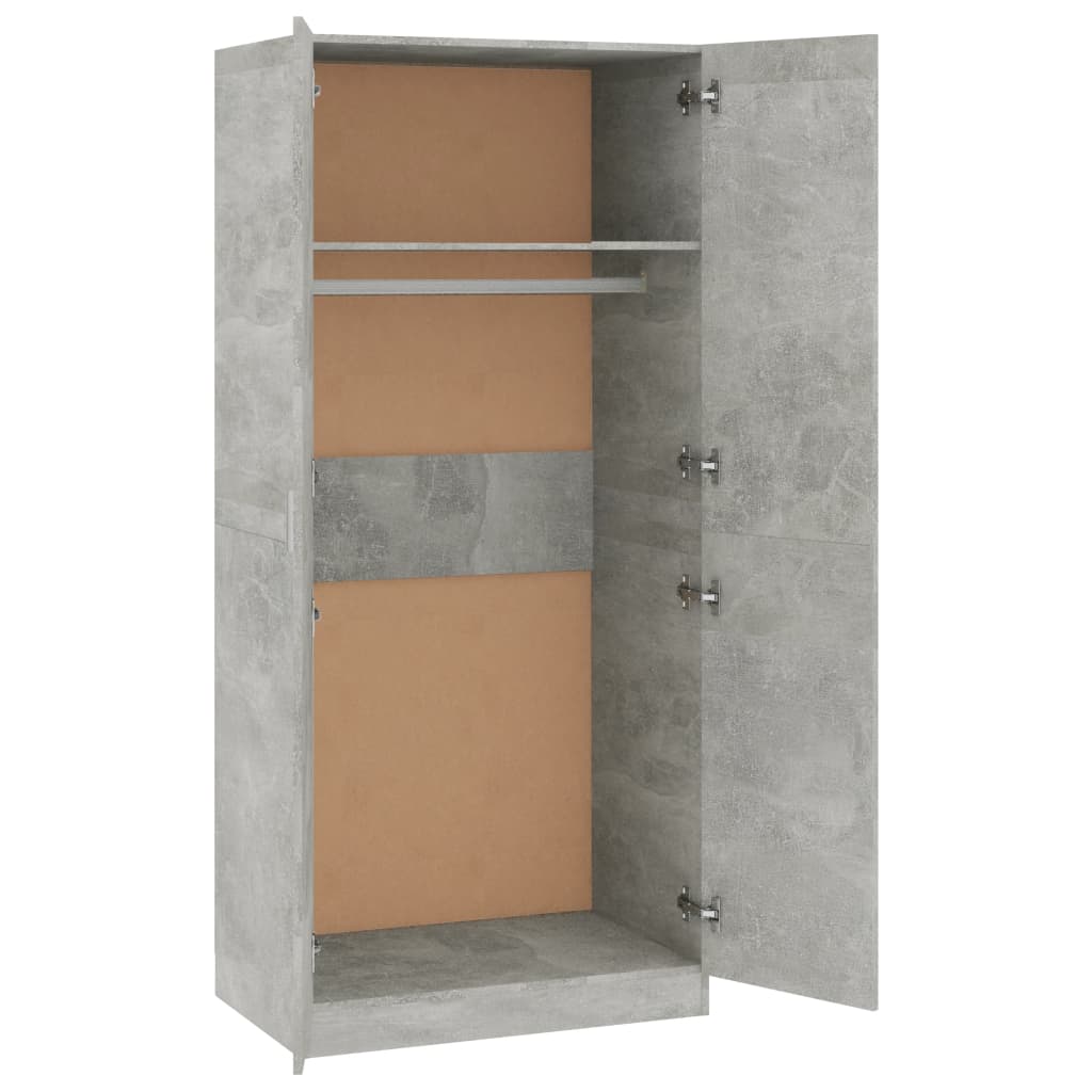 Betonszürke forgácslap ruhásszekrény 80 x 52 x 180 cm