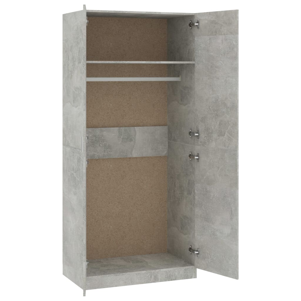 Betonszürke forgácslap ruhásszekrény 90 x 52 x 200 cm