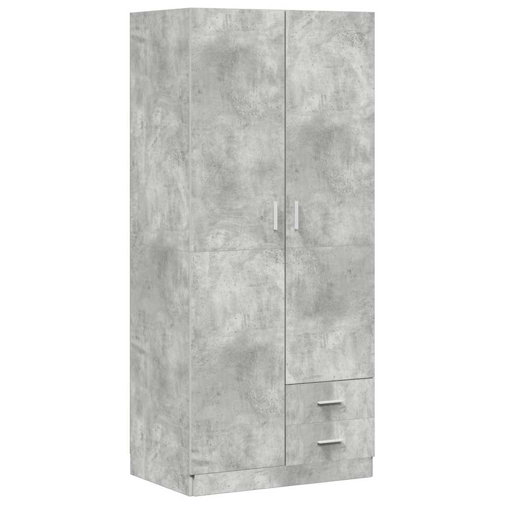 Betonszürke szerelt fa ruhásszekrény 80 x 52 x 180 cm