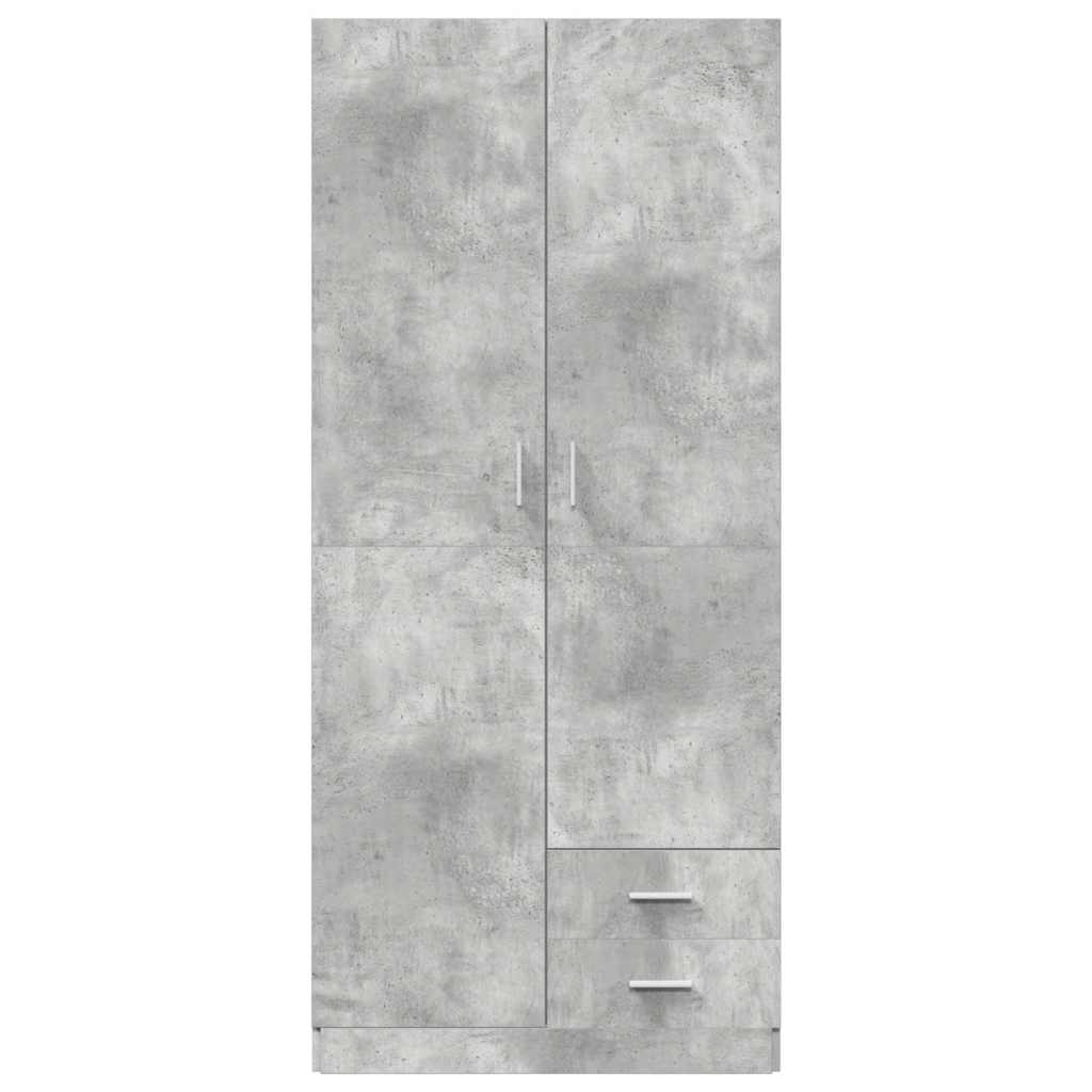 Betonszürke szerelt fa ruhásszekrény 80 x 52 x 180 cm