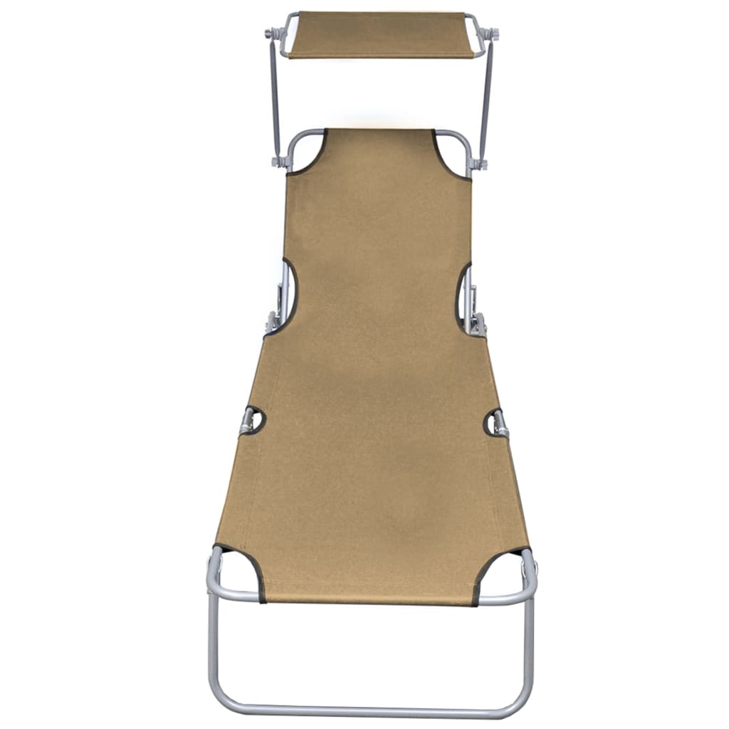 Tópszínű alumínium összecsukható napozóágy napellenzővel