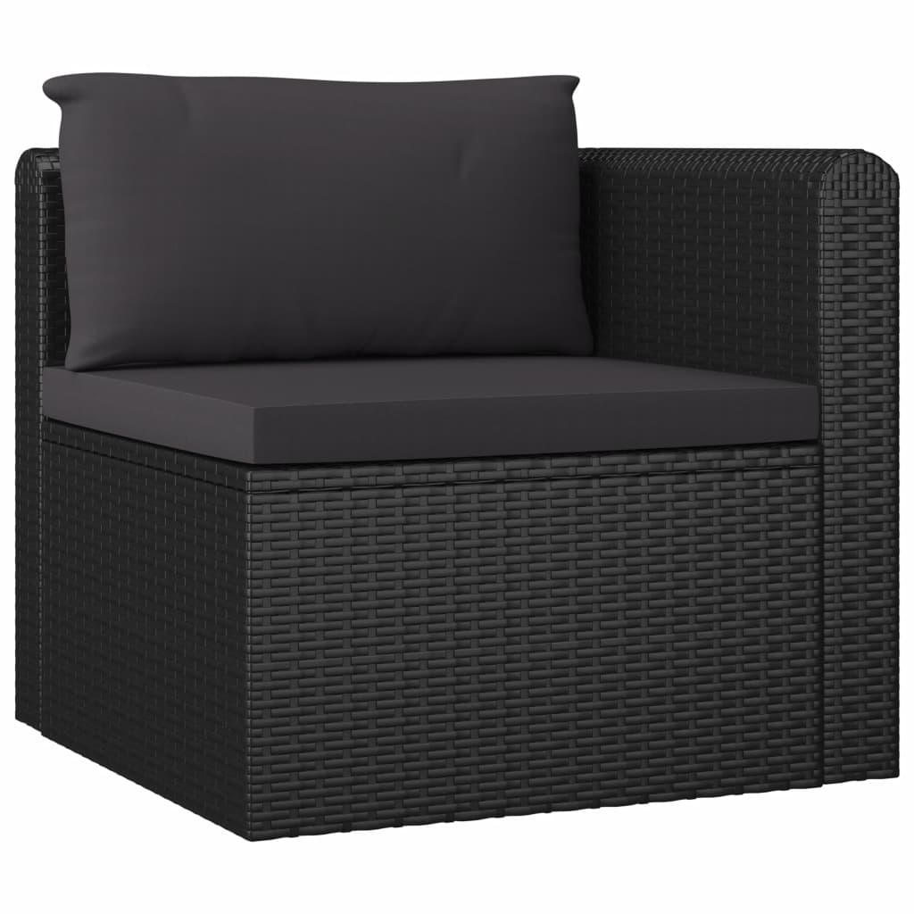 4-részes fekete polyrattan kerti ülőgarnitúra párnákkal 4-részes fekete polyrattan kerti ülőgarnitúra párnákkal