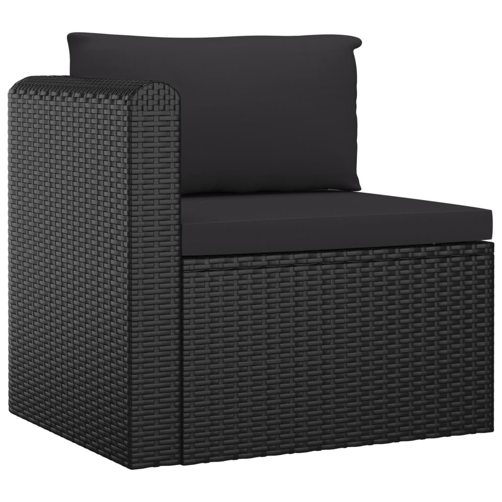 4-részes fekete polyrattan kerti ülőgarnitúra párnákkal 4-részes fekete polyrattan kerti ülőgarnitúra párnákkal