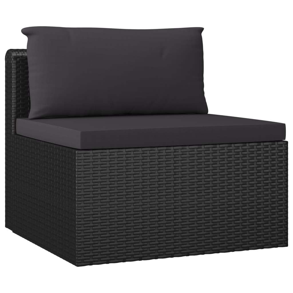 4-részes fekete polyrattan kerti ülőgarnitúra párnákkal 4-részes fekete polyrattan kerti ülőgarnitúra párnákkal
