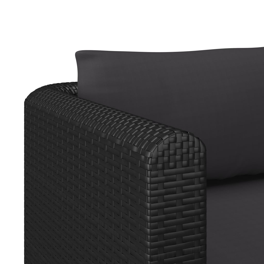 4-részes fekete polyrattan kerti ülőgarnitúra párnákkal 4-részes fekete polyrattan kerti ülőgarnitúra párnákkal