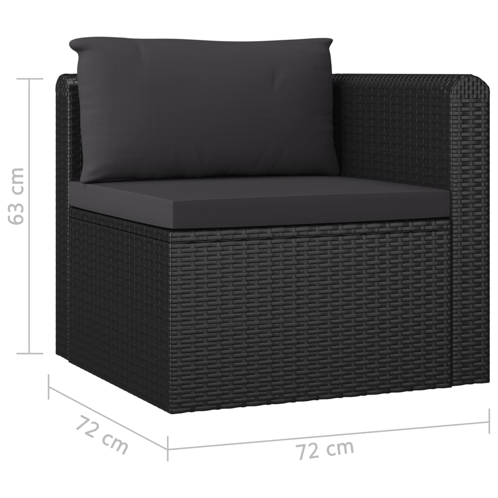 4-részes fekete polyrattan kerti ülőgarnitúra párnákkal 4-részes fekete polyrattan kerti ülőgarnitúra párnákkal