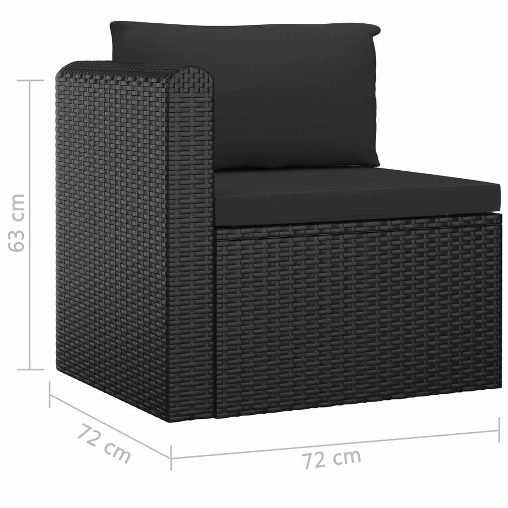 4-részes fekete polyrattan kerti ülőgarnitúra párnákkal 4-részes fekete polyrattan kerti ülőgarnitúra párnákkal