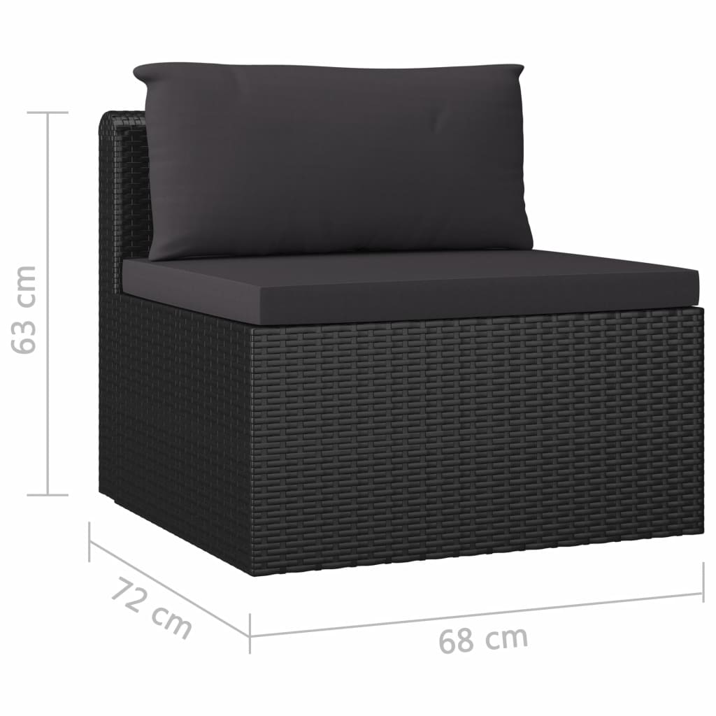 4-részes fekete polyrattan kerti ülőgarnitúra párnákkal 4-részes fekete polyrattan kerti ülőgarnitúra párnákkal