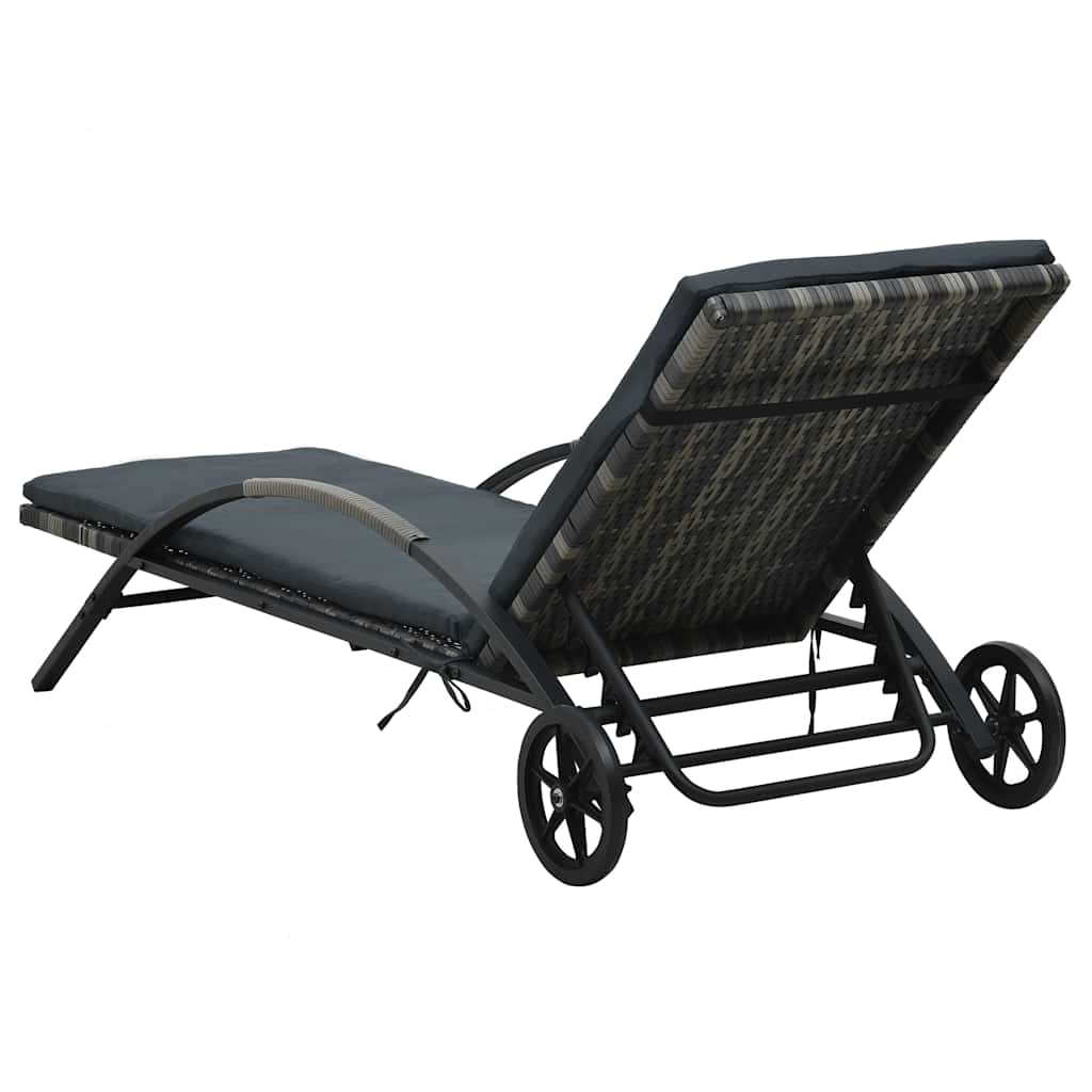Napozóágyak asztallal polyrattan antracit