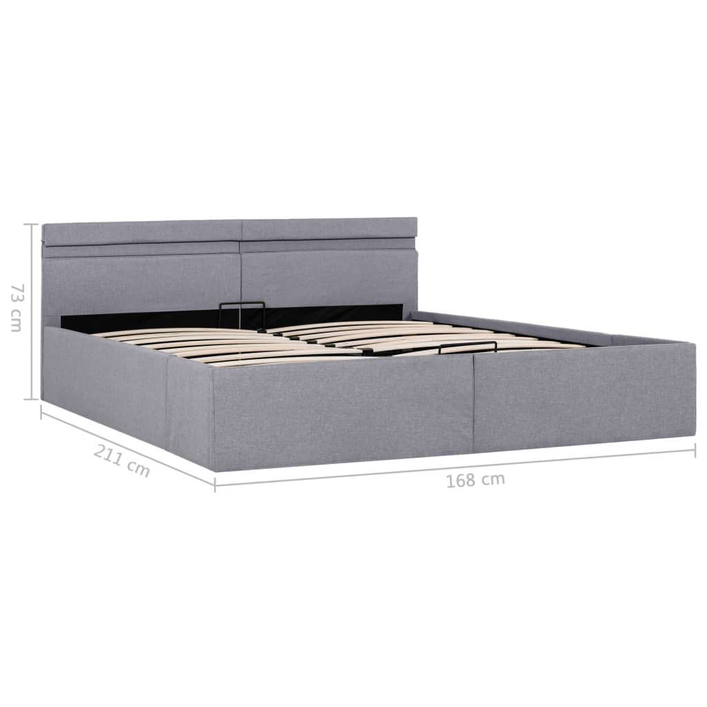 Világosszürke szövet led-es ágy hidraulikus tárolóval 160x200cm Világosszürke szövet led-es ágy hidraulikus tárolóval 160x200cm