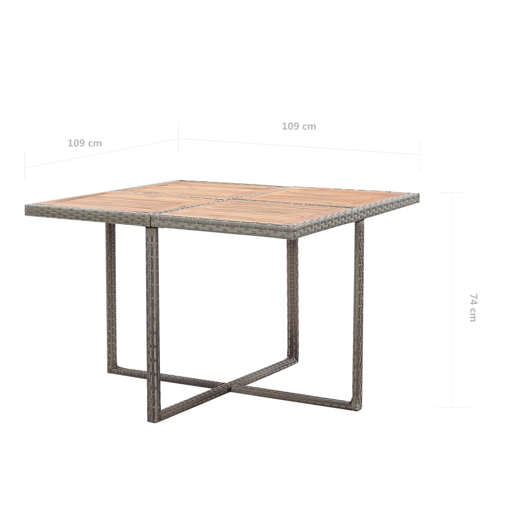 9 részes antracitszürke polyrattan étkezőszett párnákkal