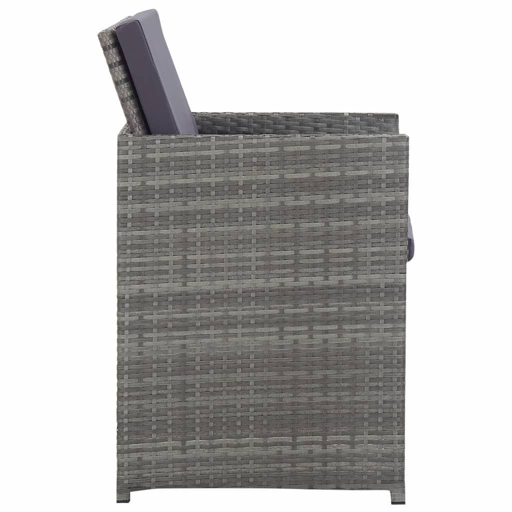 9 részes antracitszürke polyrattan étkezőszett párnákkal