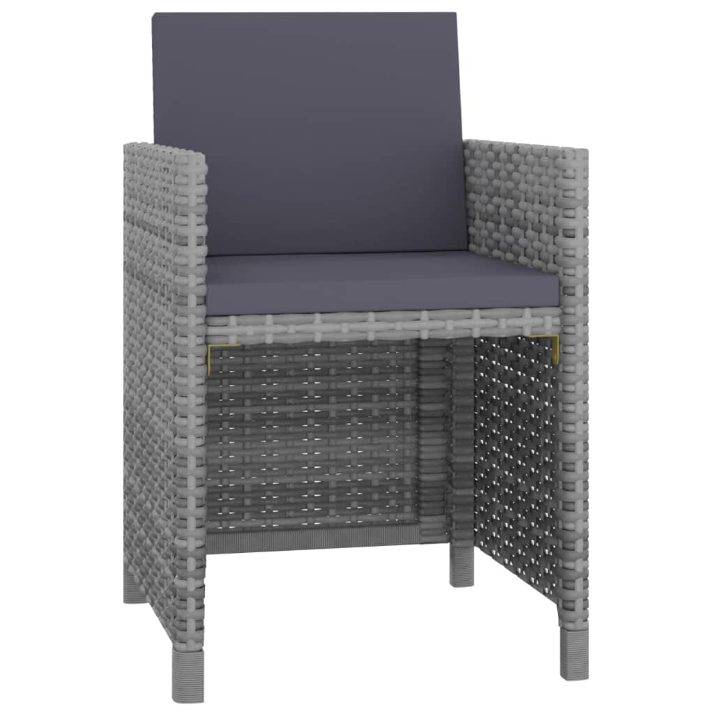 13 részes antracitszürke polyrattan étkezőgarnitúra párnákkal