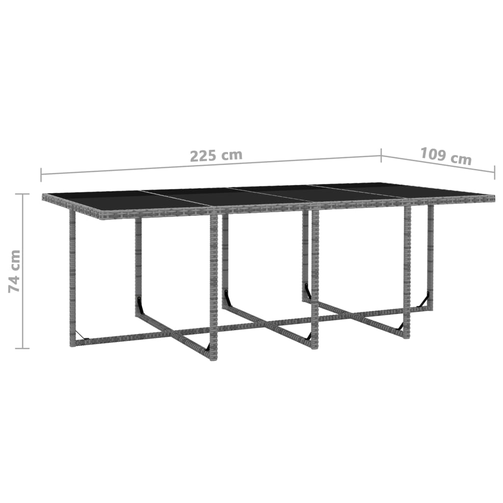 13 részes antracitszürke polyrattan étkezőgarnitúra párnákkal