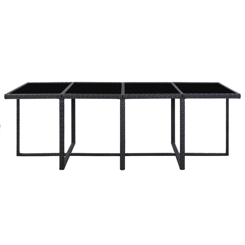 13 részes fekete polyrattan kültéri étkezőszett párnákkal