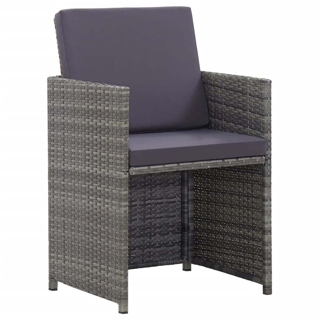 13 részes antracitszürke polyrattan étkezőszett párnákkal