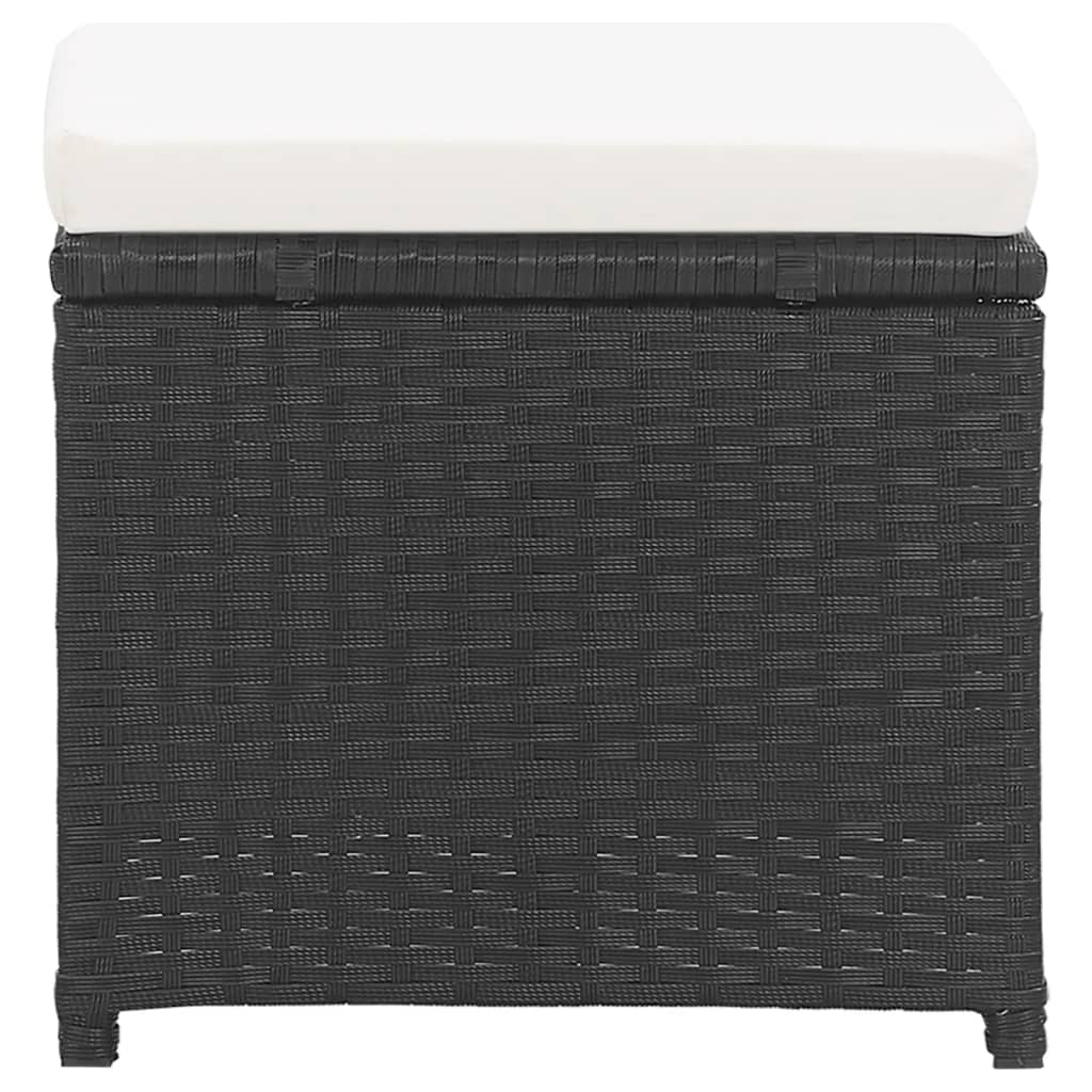 2 db fekete polyrattan kerti ülőke párnával
