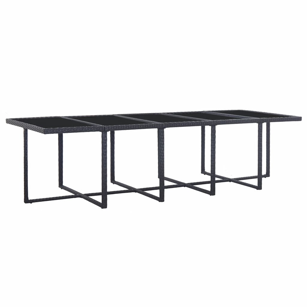 15 részes fekete polyrattan kültéri étkezőszett párnákkal