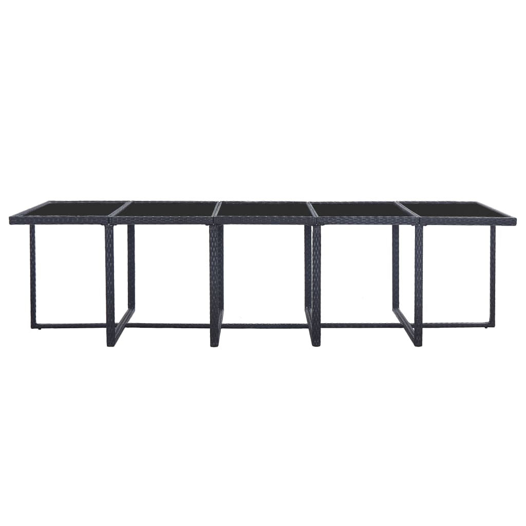 15 részes fekete polyrattan kültéri étkezőszett párnákkal