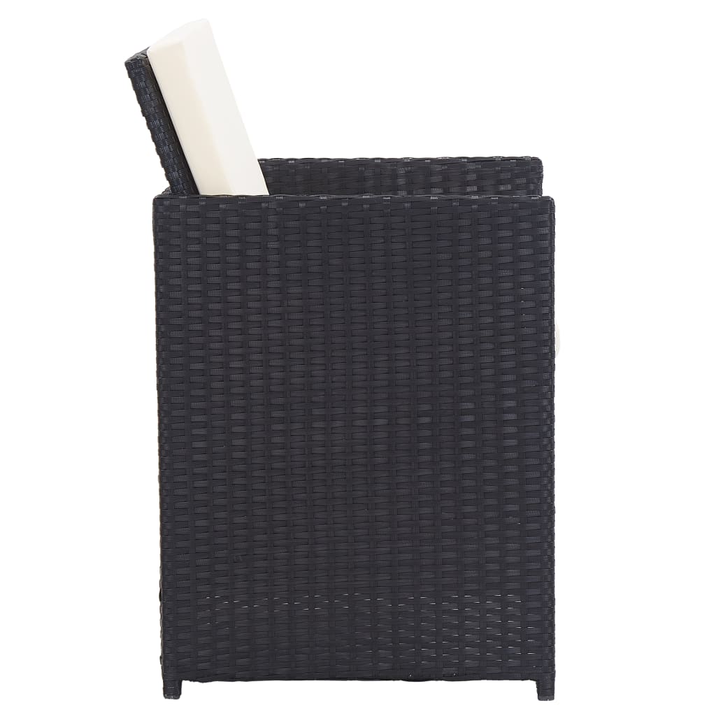 15 részes fekete polyrattan kültéri étkezőszett párnákkal