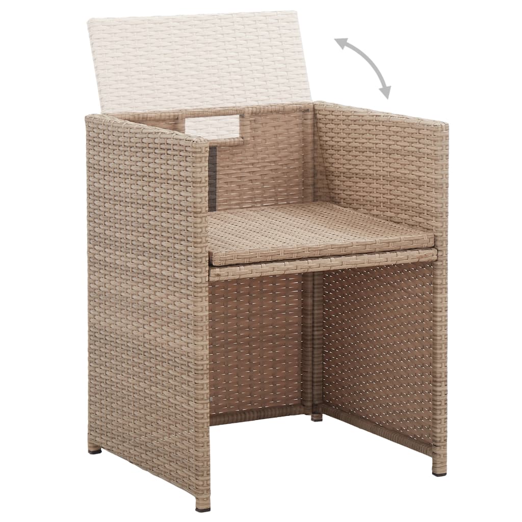 15 részes bézs polyrattan kültéri étkezőszett párnákkal