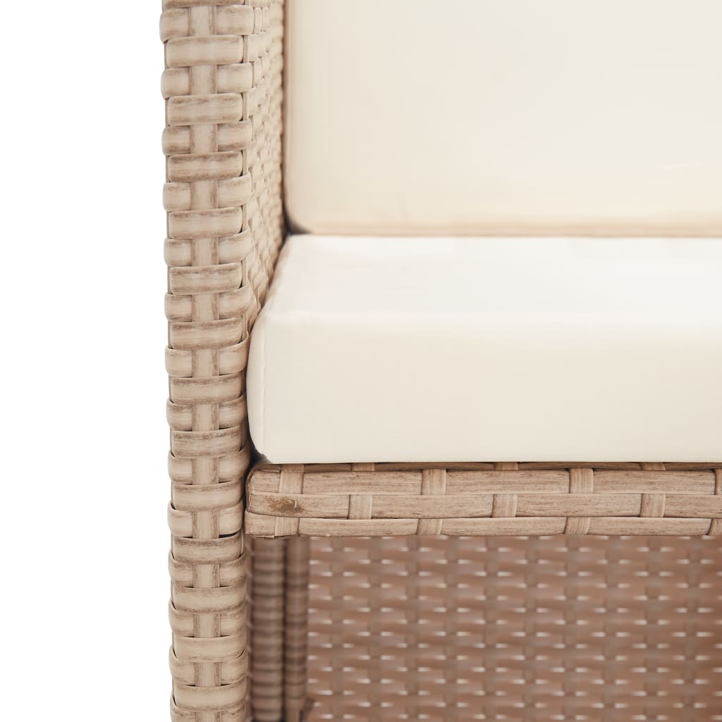 15 részes bézs polyrattan kültéri étkezőszett párnákkal