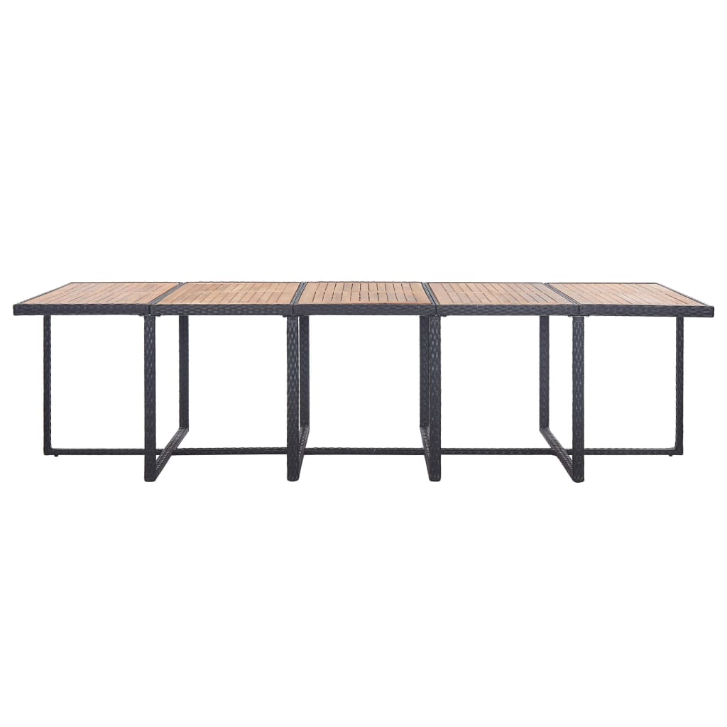 15 részes fekete polyrattan kültéri étkezőgarnitúra párnákkal