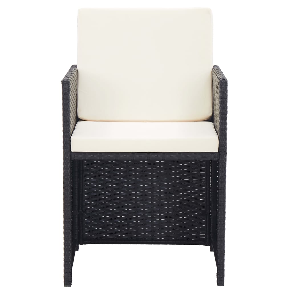 15 részes fekete polyrattan kültéri étkezőgarnitúra párnákkal
