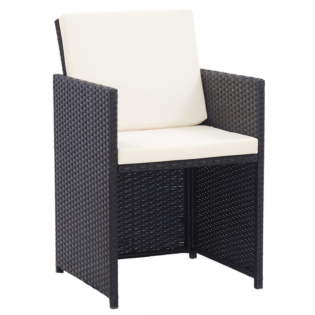 15 részes fekete polyrattan kültéri étkezőgarnitúra párnákkal