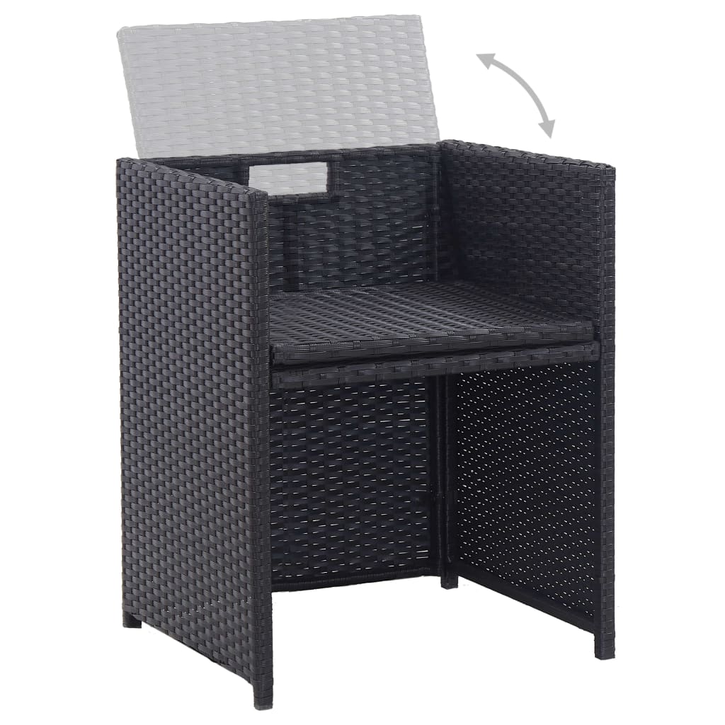 15 részes fekete polyrattan kültéri étkezőgarnitúra párnákkal