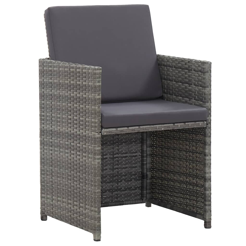17 részes szürke polyrattan kültéri étkezőgarnitúra párnákkal